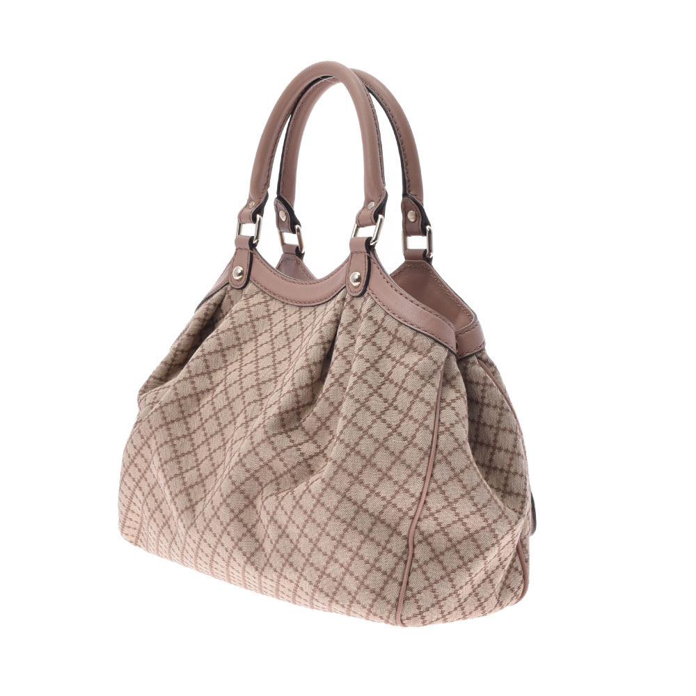 Gucci Pink Sukey Leather Handbag Diamante Canvas Beige